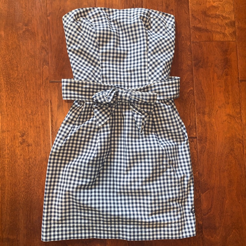 gingham strapless dress